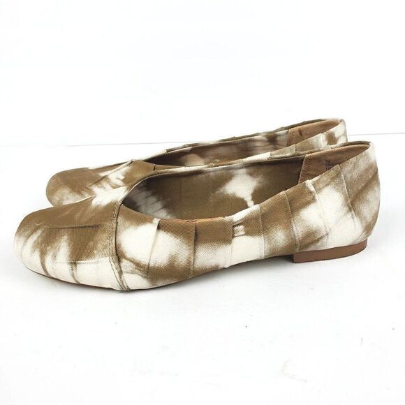 Korks Palmer Pleated Fabric Comfort Ballet Flats Brown White Tie Dye Womens 7 - Picture 6 of 8